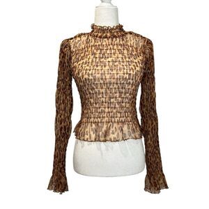 FREE PEOPLE Hello There Leopard Combo Sheer Top NWT